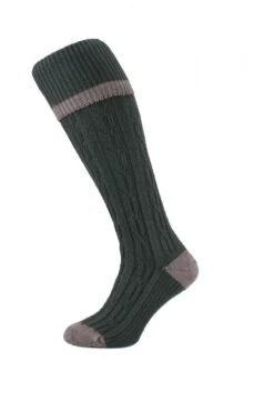 Cable Stripe - Wool Rich Shooting Socks - HJ622