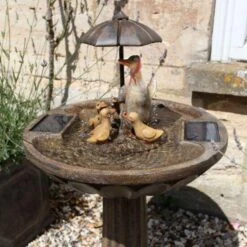 Duck Family Solar Water Feature